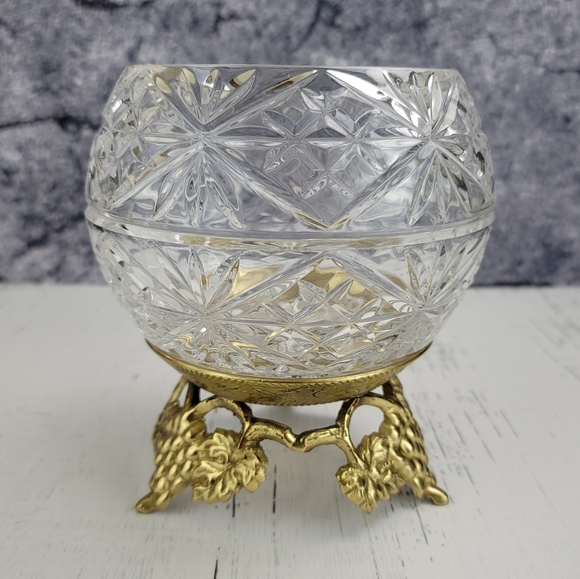 Vtg Crystal Candleholder With Metal Stand - Picture 3 of 16